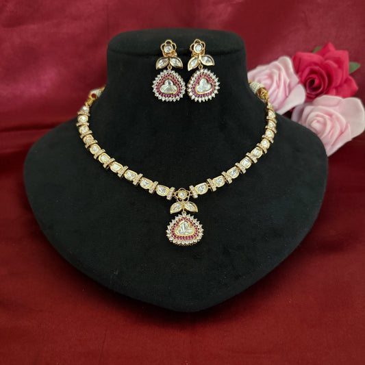 Elegant Gold Plated Kundan Necklace Set