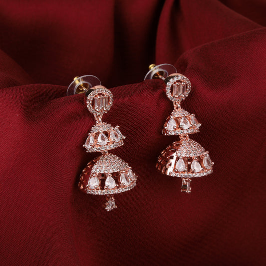 Rose Gold Plated Zircon Earrings