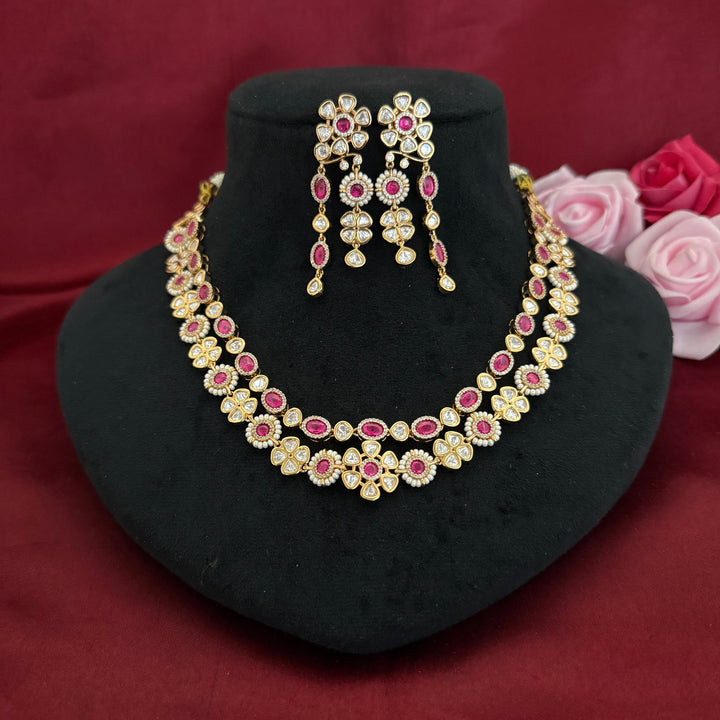 Two line Kundan Polki Necklace Set