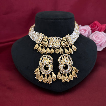 Peacock design Kundan Polki Choker Set