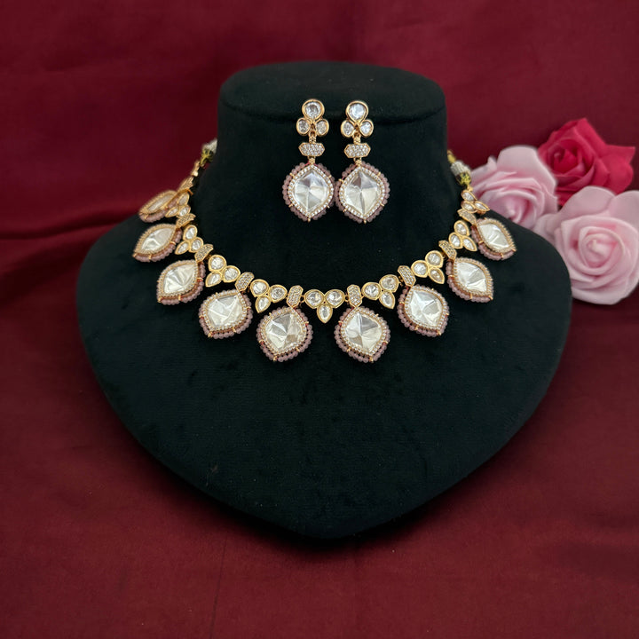Elegant Pink Kundan Necklace Set