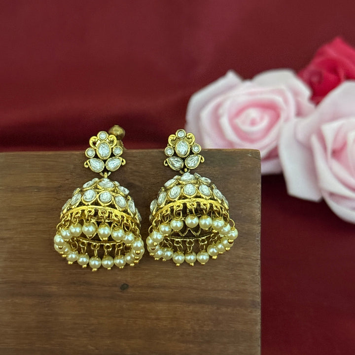 Jhumka Style Kundan Polki Earrings