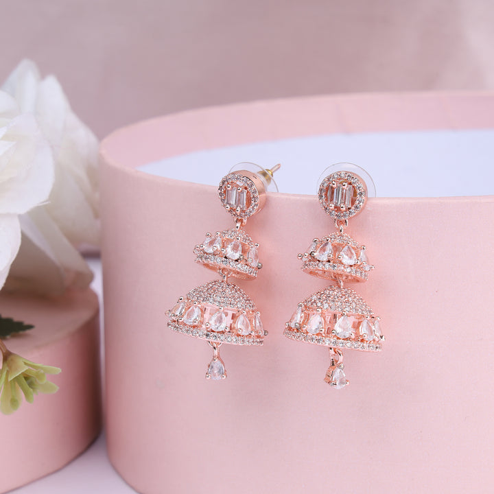 Rose Gold Plated Zircon Earrings