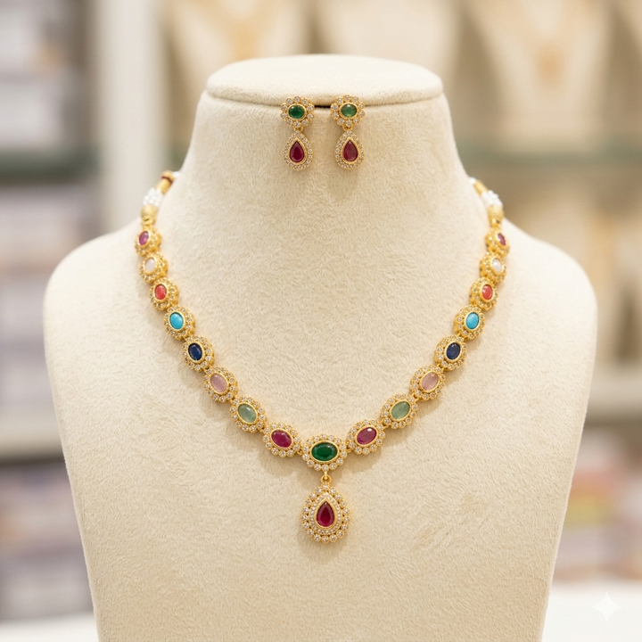 Antique Navaratna Necklace Set