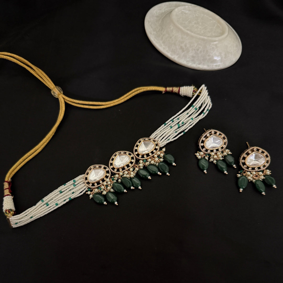 Beautiful Color Kundan Polki Choker Set