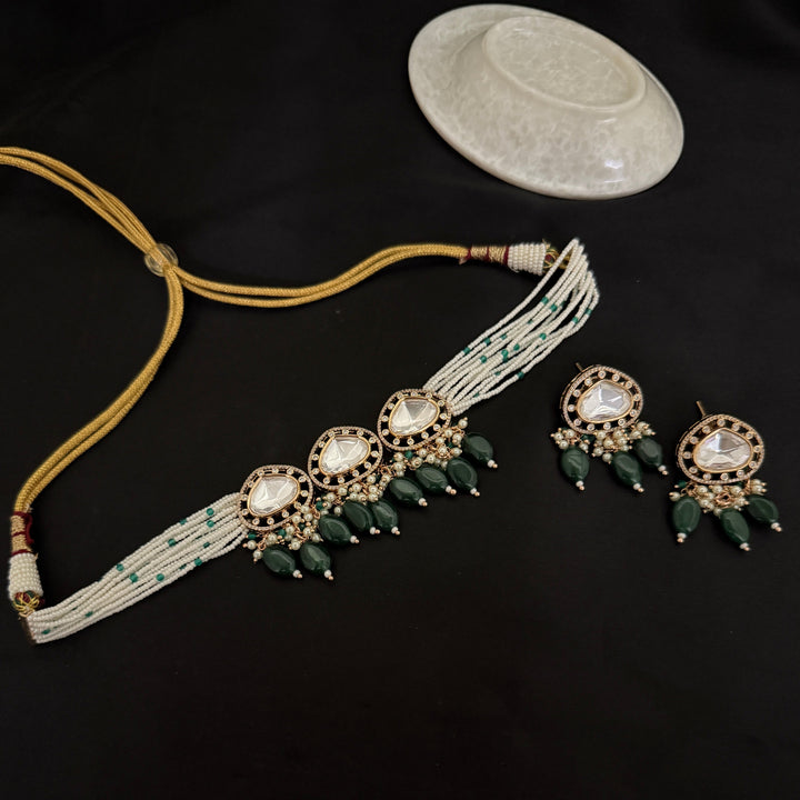 Beautiful Color Kundan Polki Choker Set