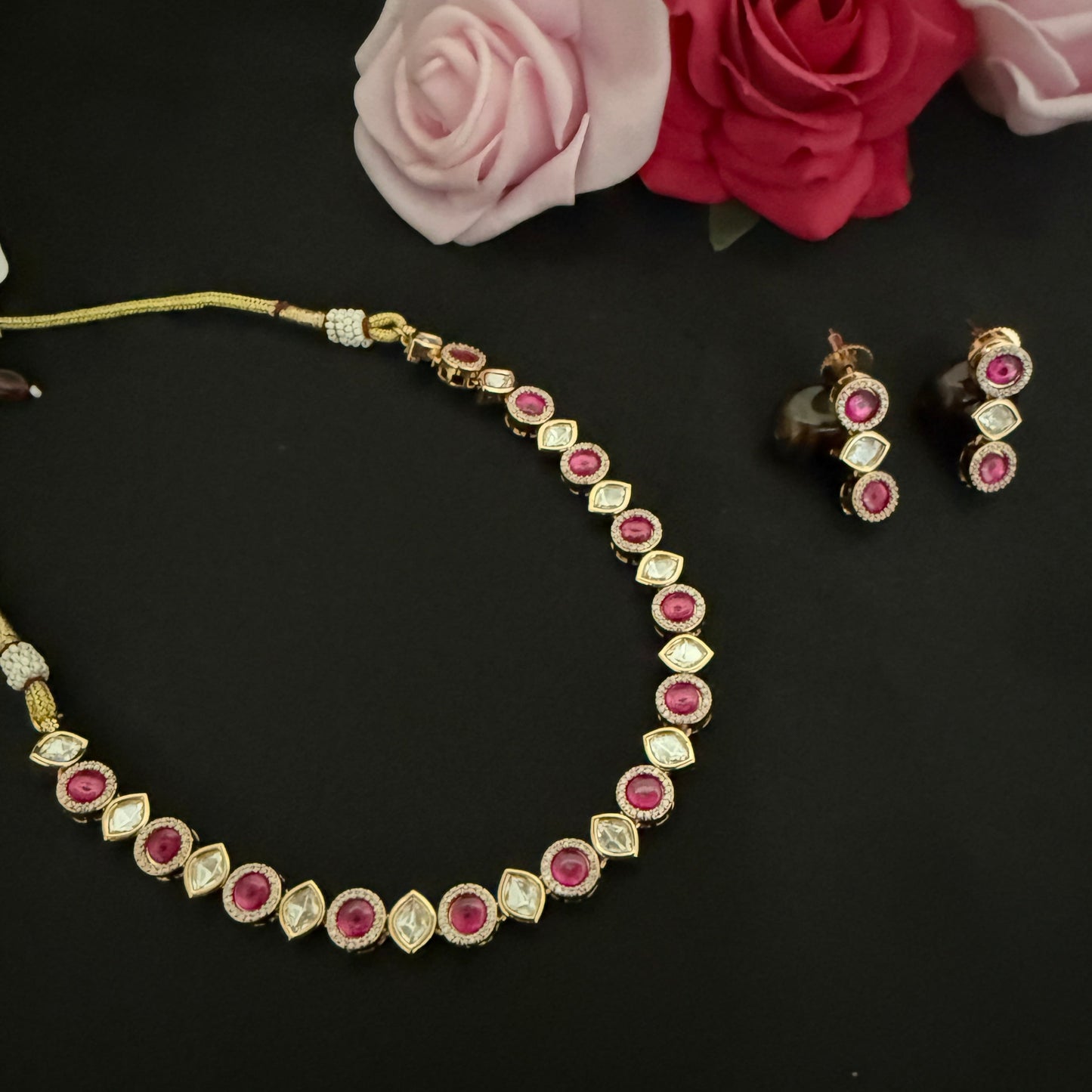 Single line Kundan Necklace Set
