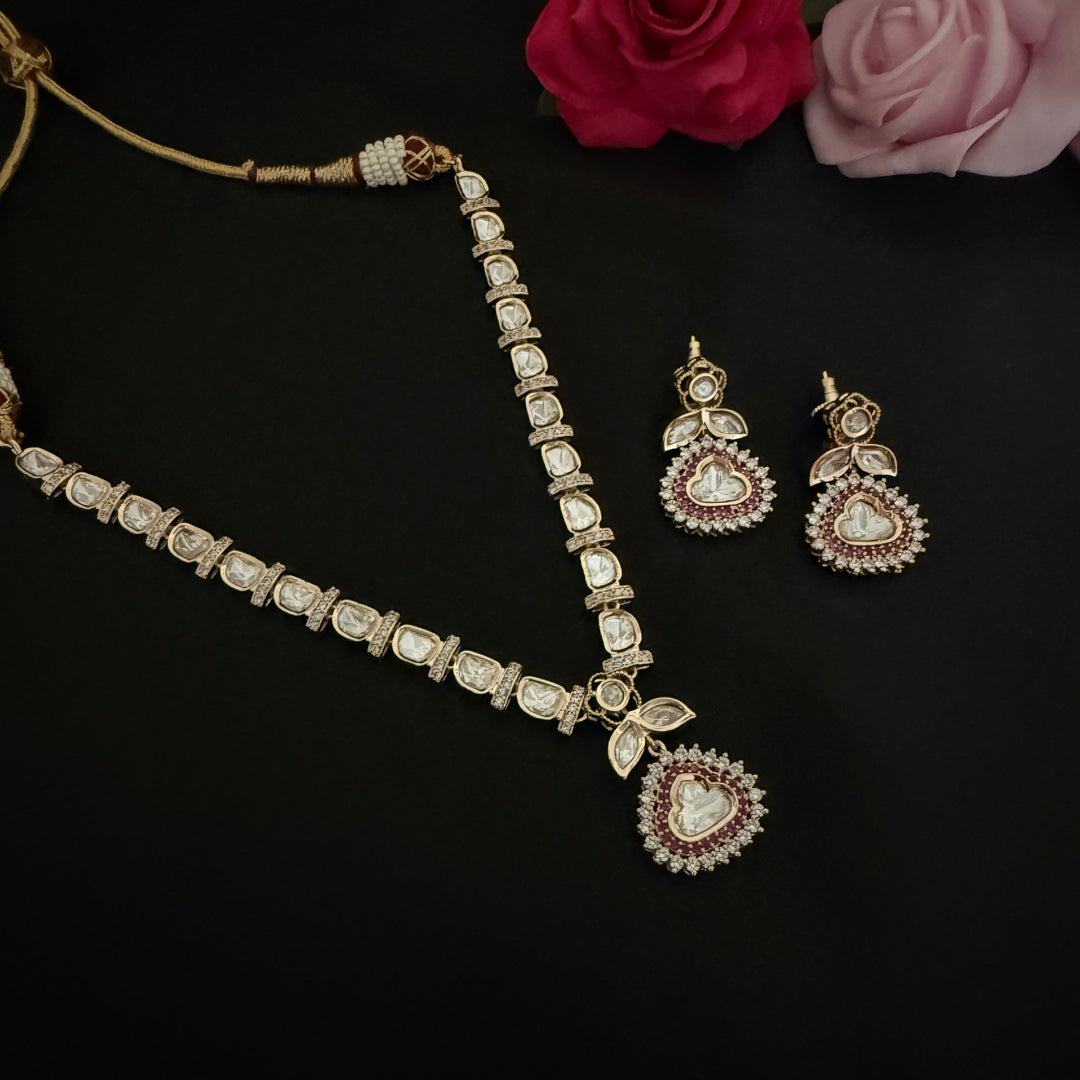 Elegant Gold Plated Kundan Necklace Set