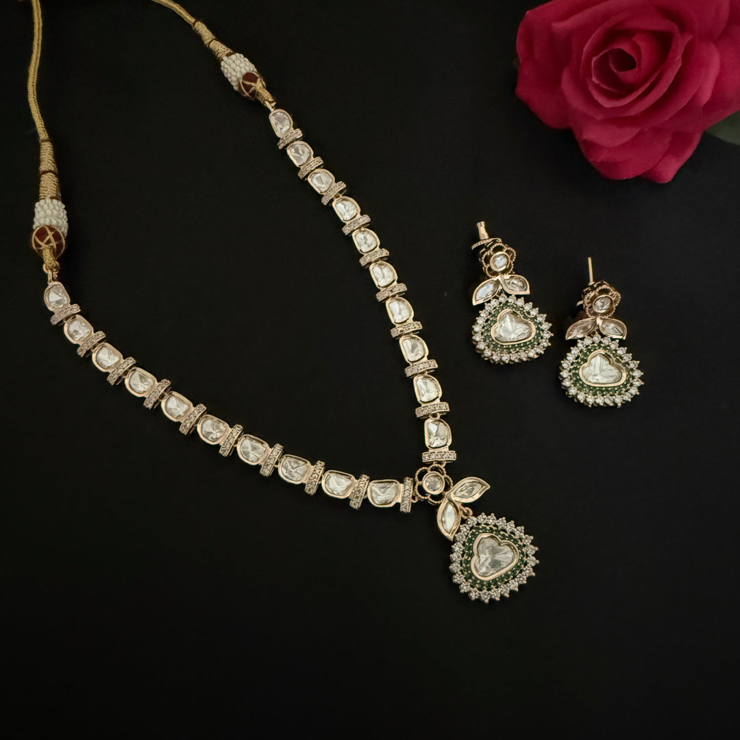 Elegant Gold Plated Kundan Necklace Set