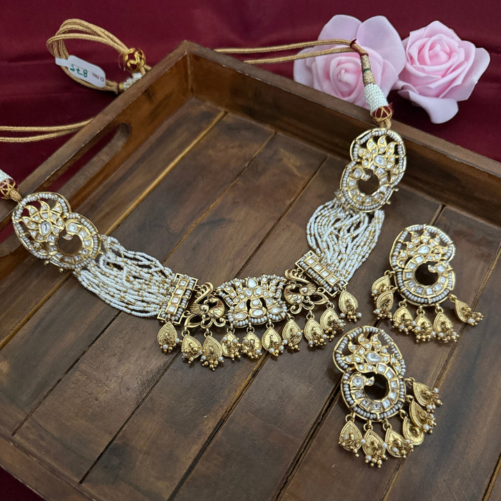 Peacock design Kundan Polki Choker Set