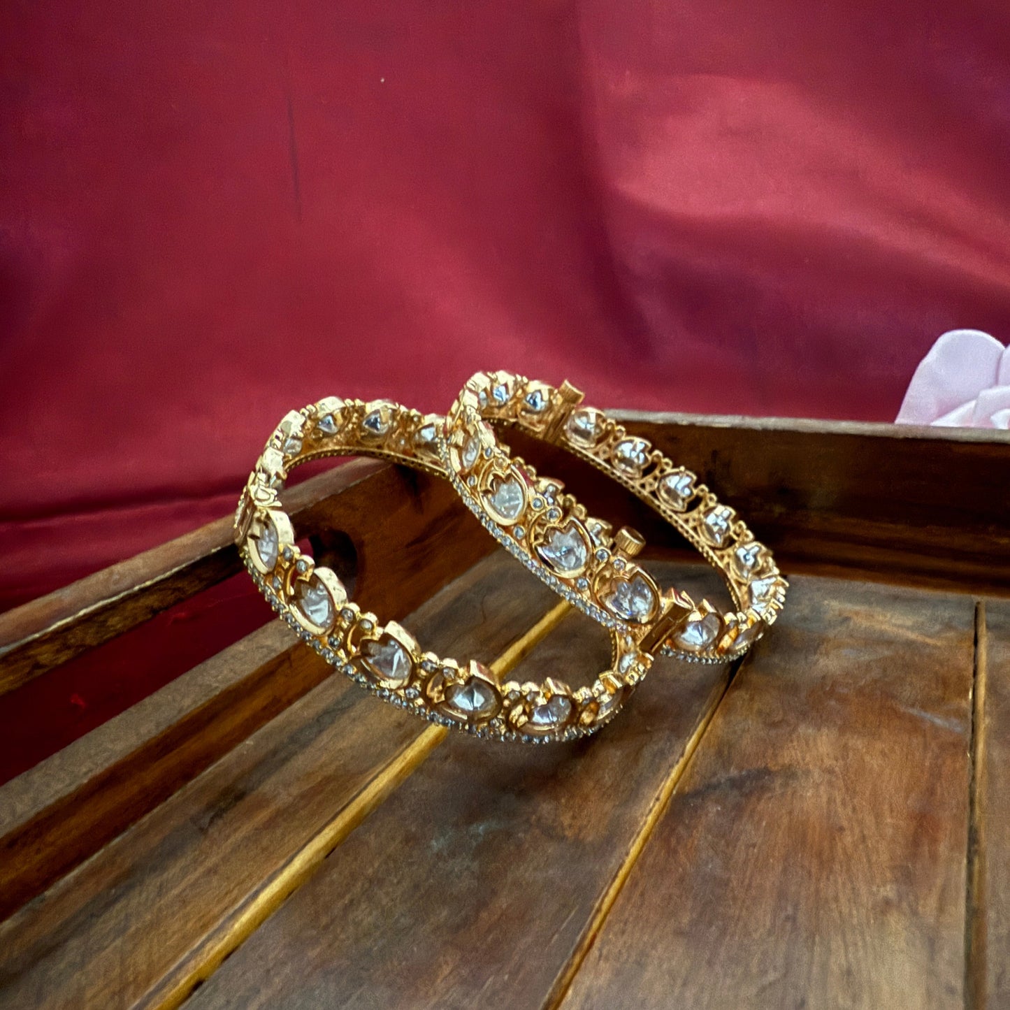 Red-Green Meena Kundan Polki Bangle