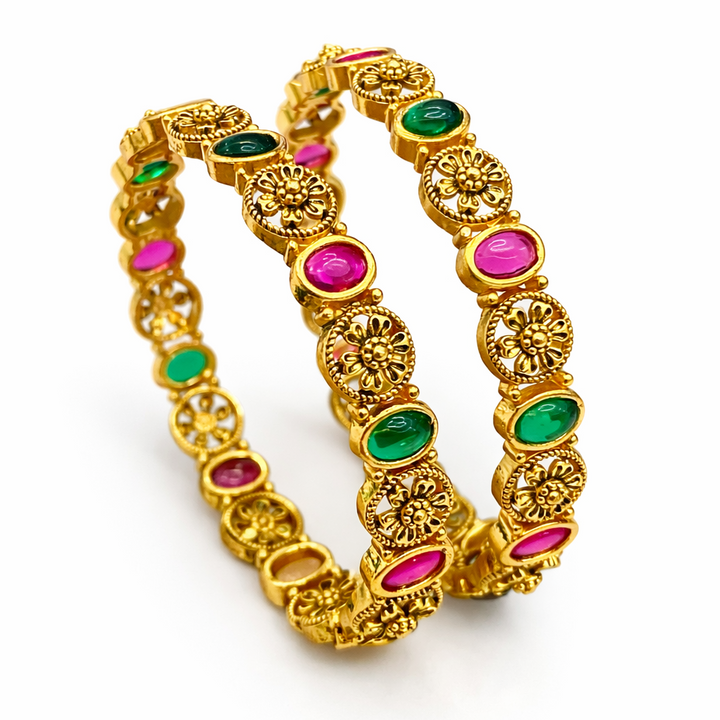 Flower South Indian Gold Bangles
