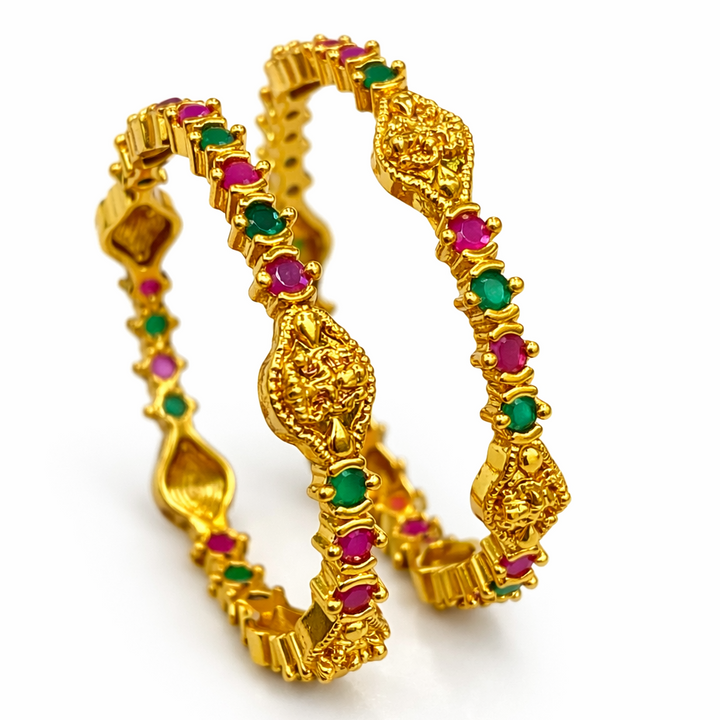 Divine Aura Lakshmi Gold Temple Bangles