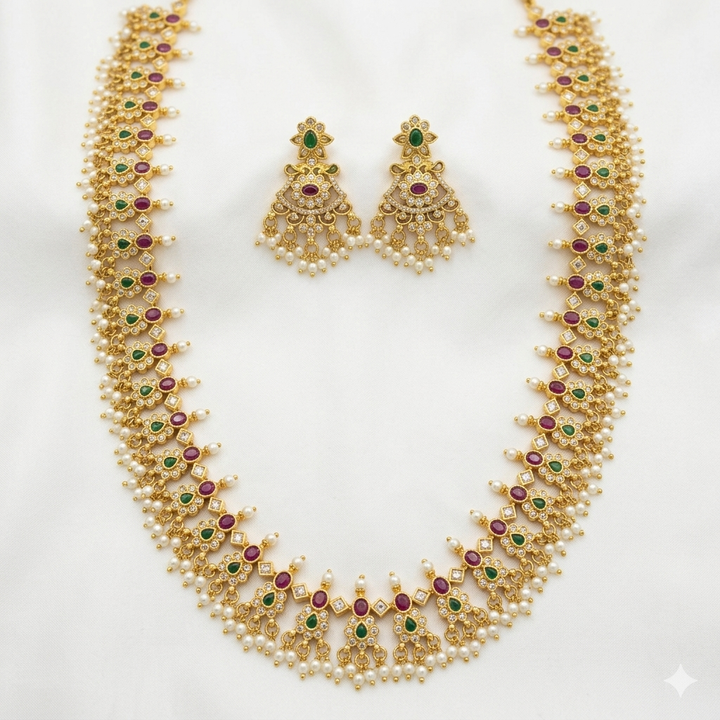 Long Pearl Necklace Set