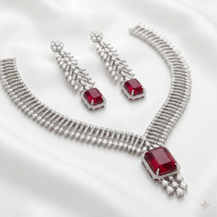 Silver Plated American Diamond Elegance Jewellery Set