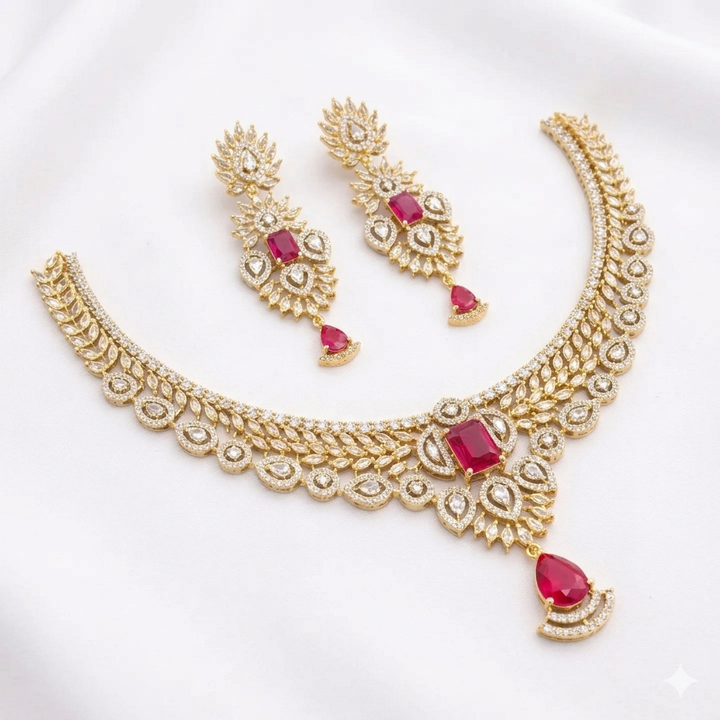 Teardrop Gold-Plated Bridal Necklace Set