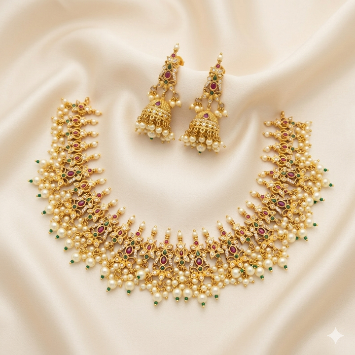 Designer Necklace Set with Jhumka