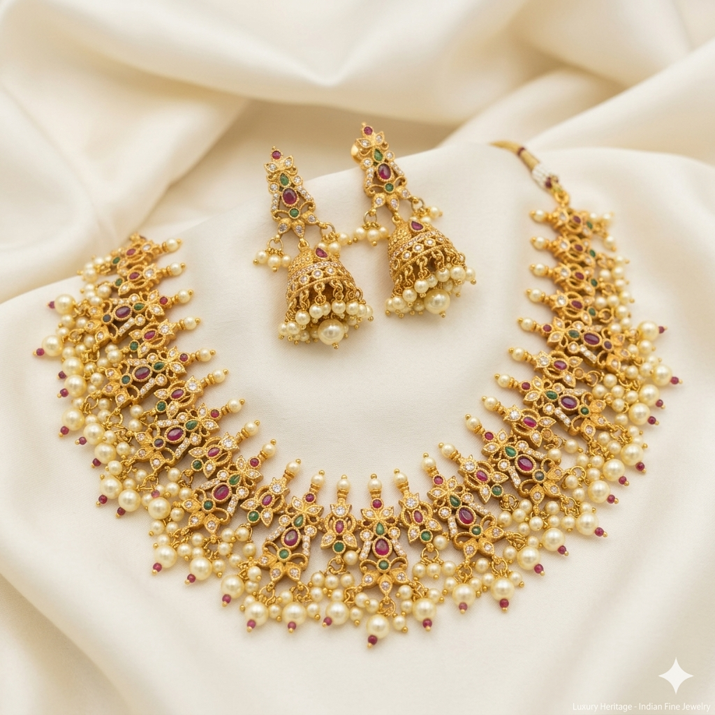 Designer Necklace Set with Jhumka