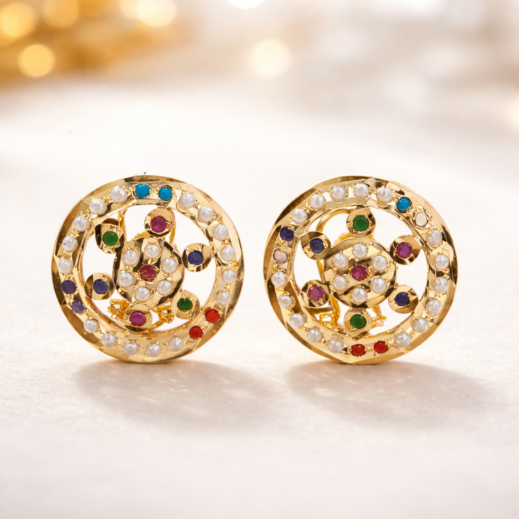 Gold Plated Pearl Stud Earrings