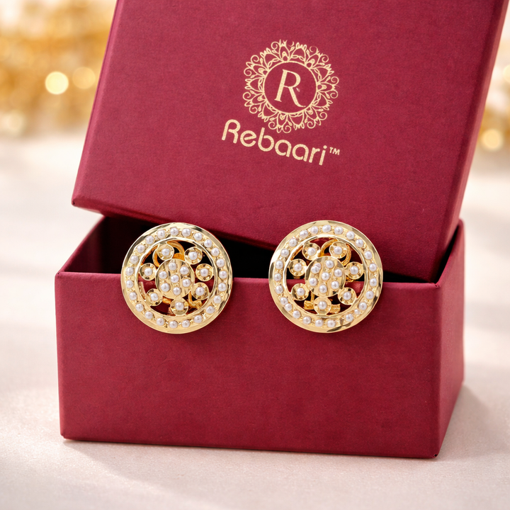 Gold Plated Jadaau Studs Earring