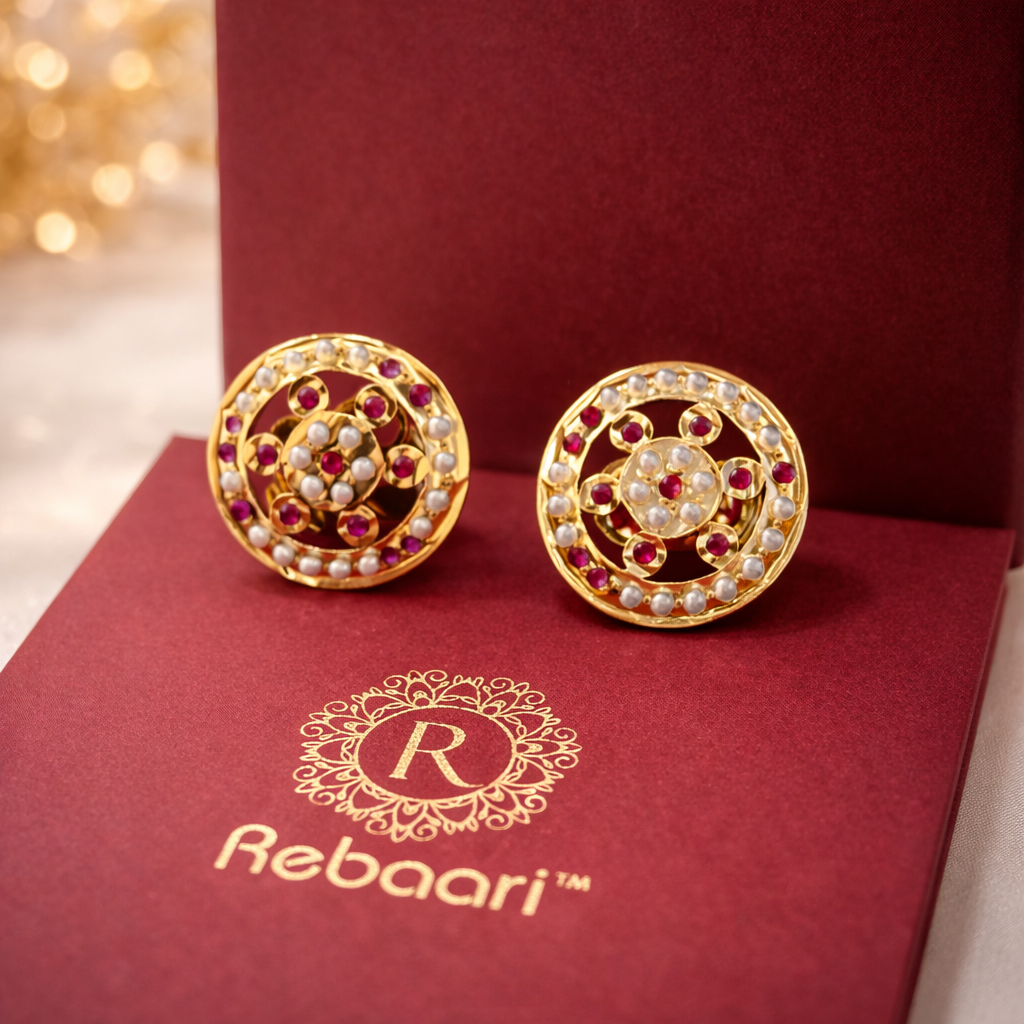 Gold Plated Jadaau Studs Earring