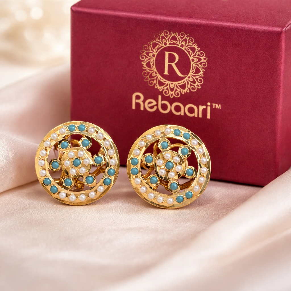 Gold Plated Pearl Stud Earrings