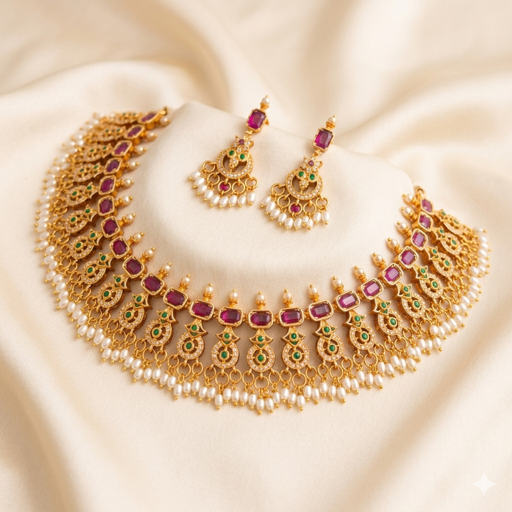 Ruby Tear Drop Ad Necklace