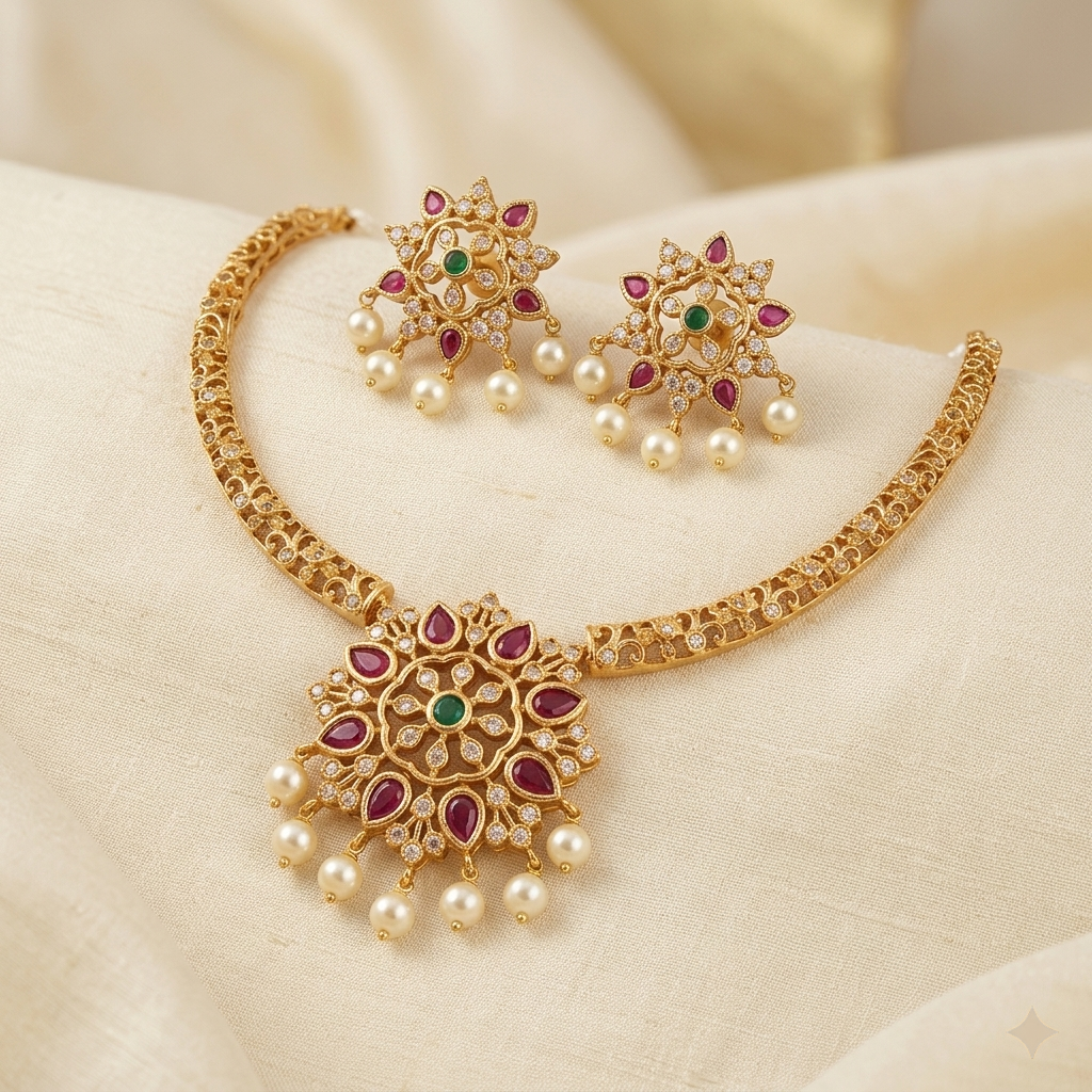 Antique Navaratna Necklace Set