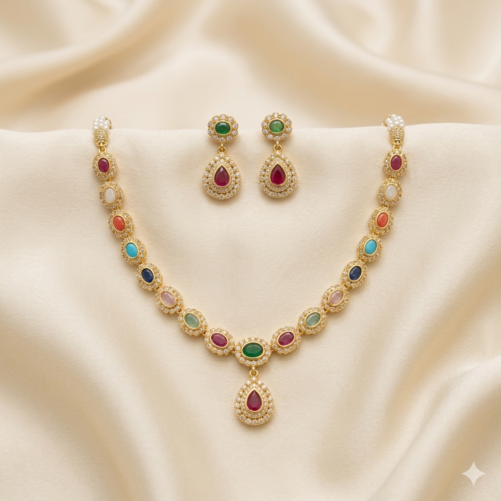 Antique Navaratna Necklace Set