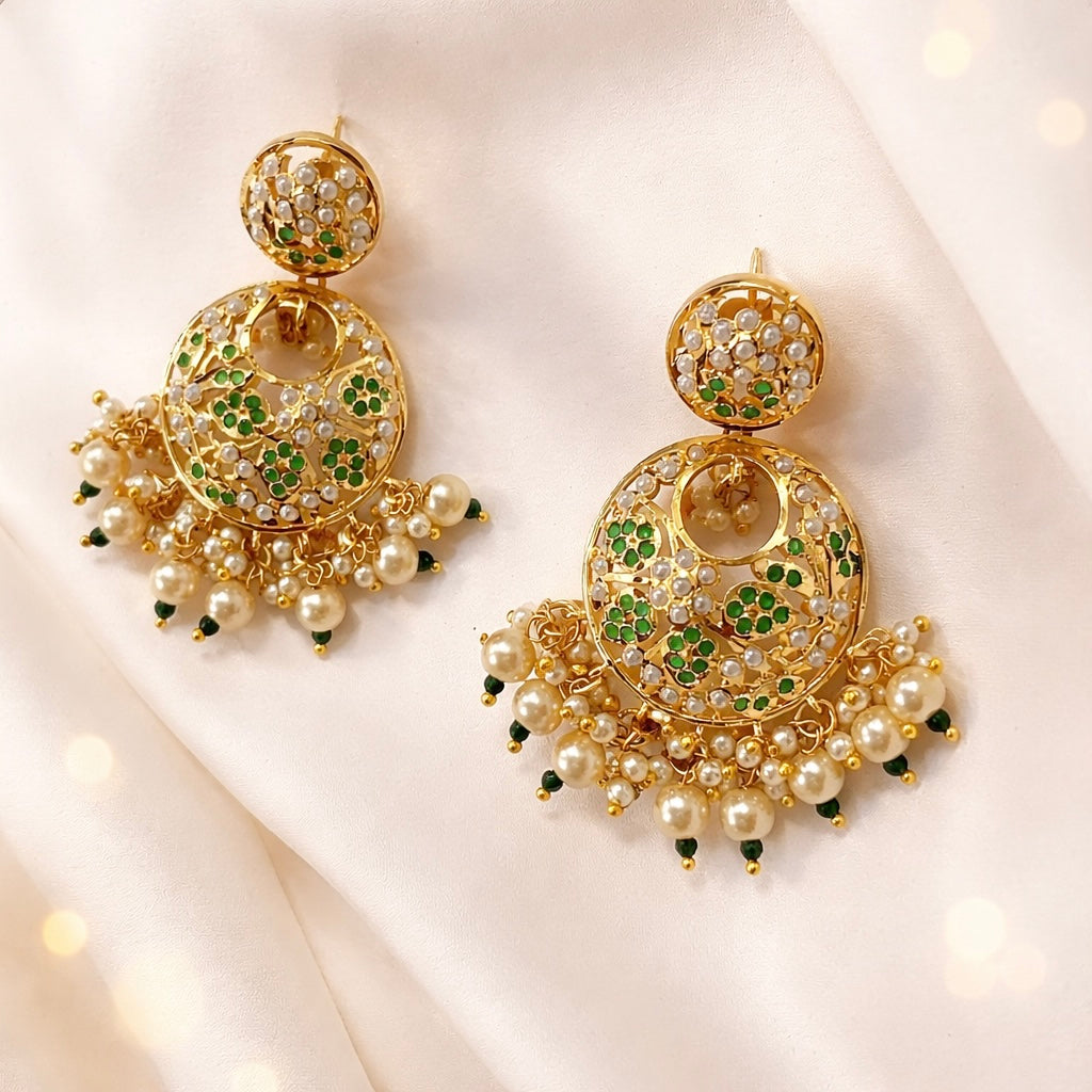 Delicate Jadaau Chandbali Earrings