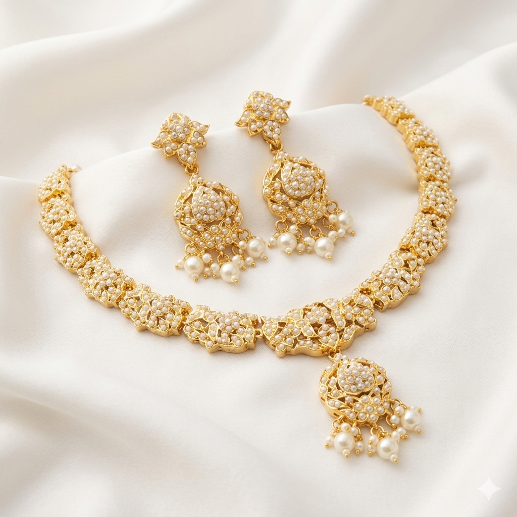 Traditional Pearl Necklace Set