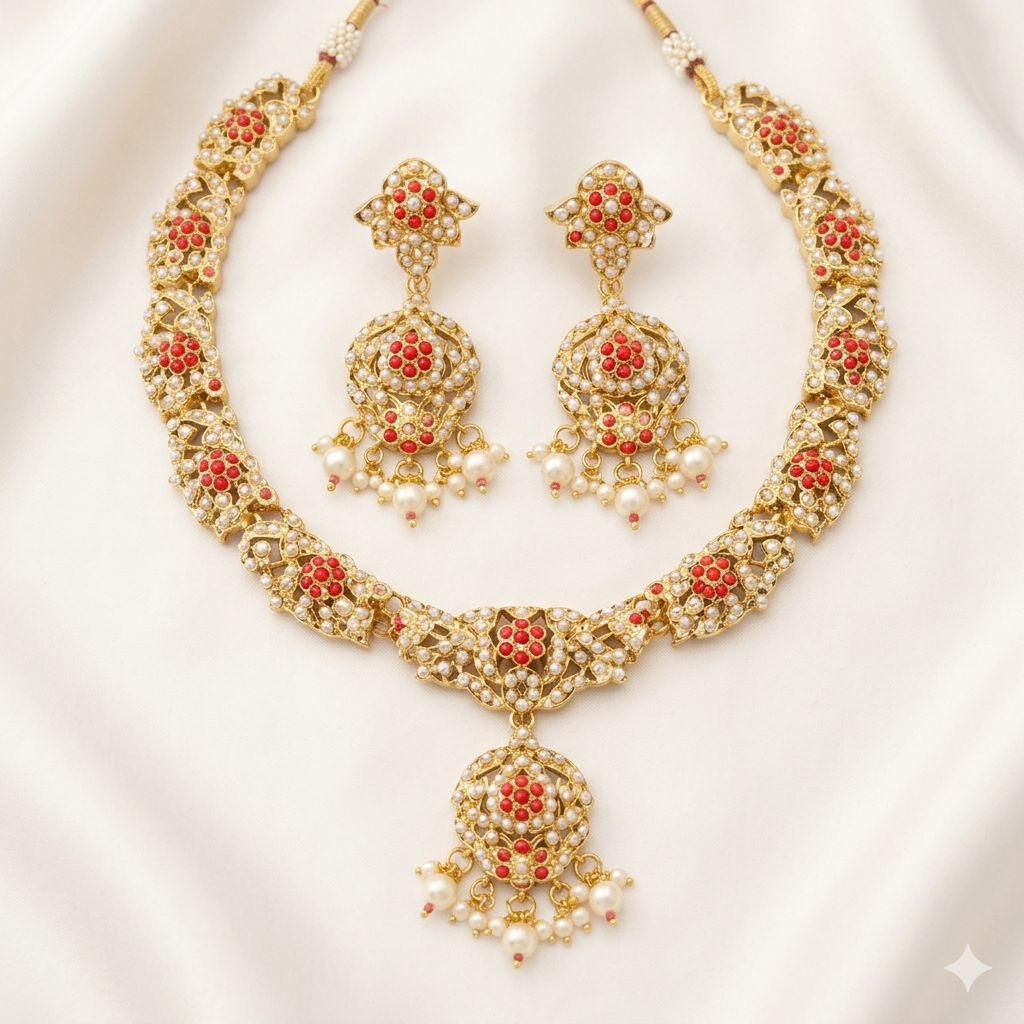 Traditional Pearl Necklace Set
