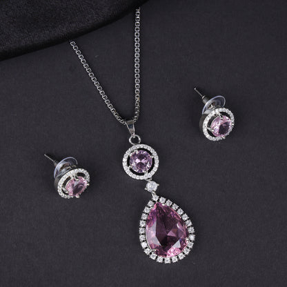 American Diamond Pendant Set