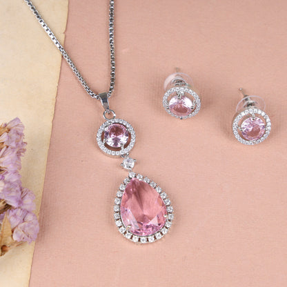 American Diamond Pendant Set