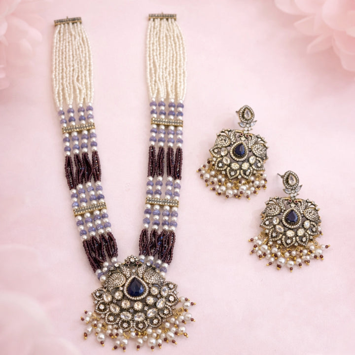 Victorian Polish Polki Pendant with Beads Mala