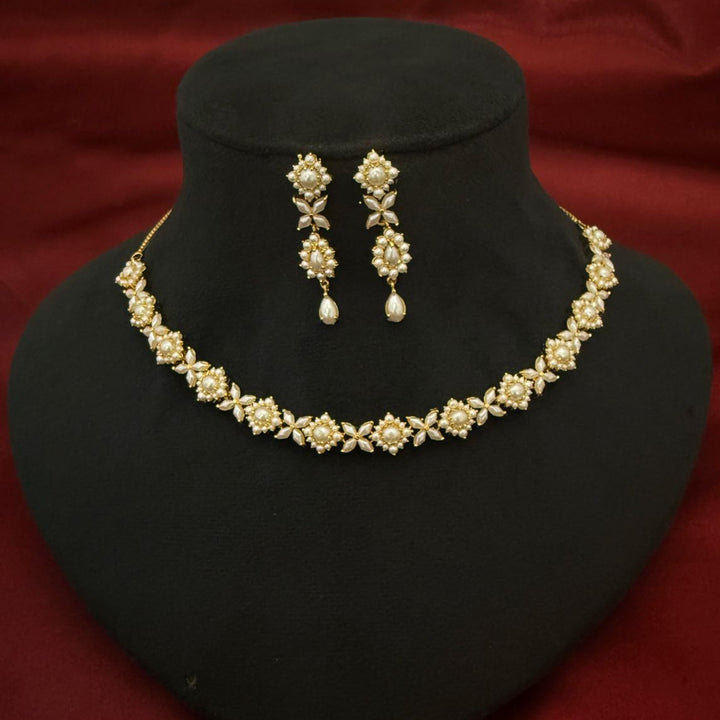 Gold Tone Pearl Necklace Set