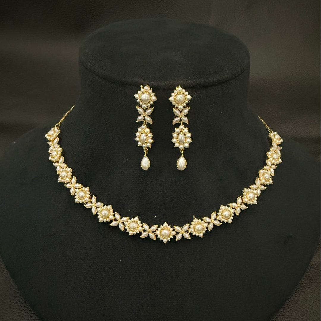 Gold Tone Pearl Necklace Set