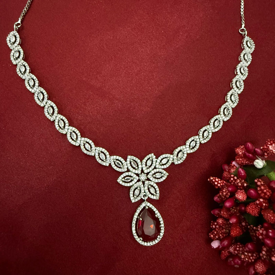 Flower Design Zircon Necklace Set