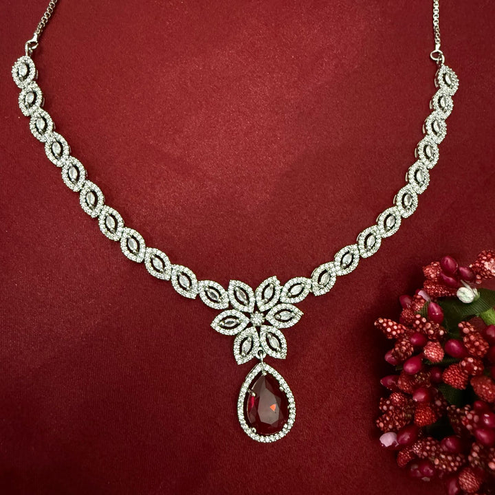 Flower Design Zircon Necklace Set