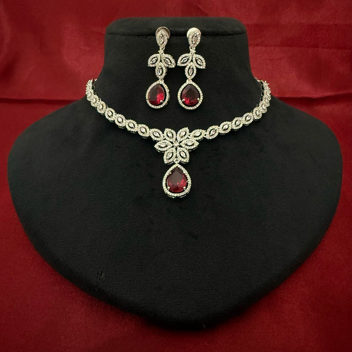Flower Design Zircon Necklace Set