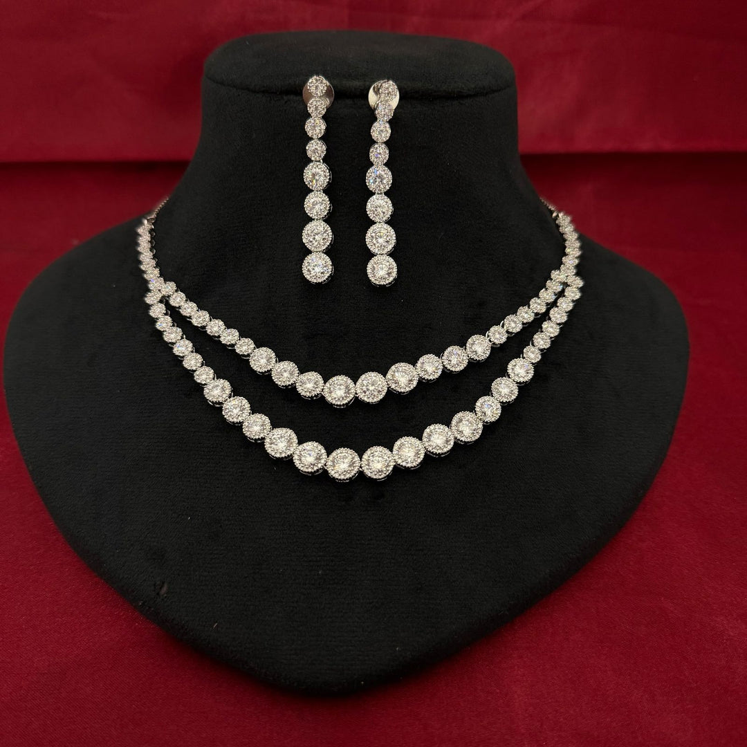 Double Line Zircon Necklace Set