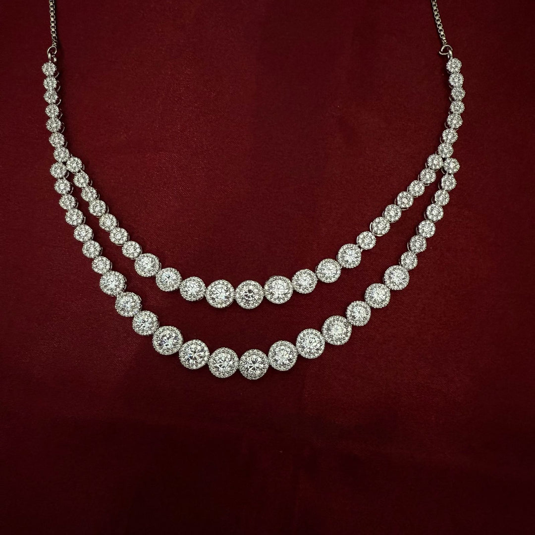Double Line Zircon Necklace Set