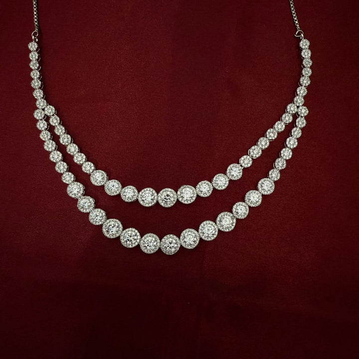 Double Line Zircon Necklace Set