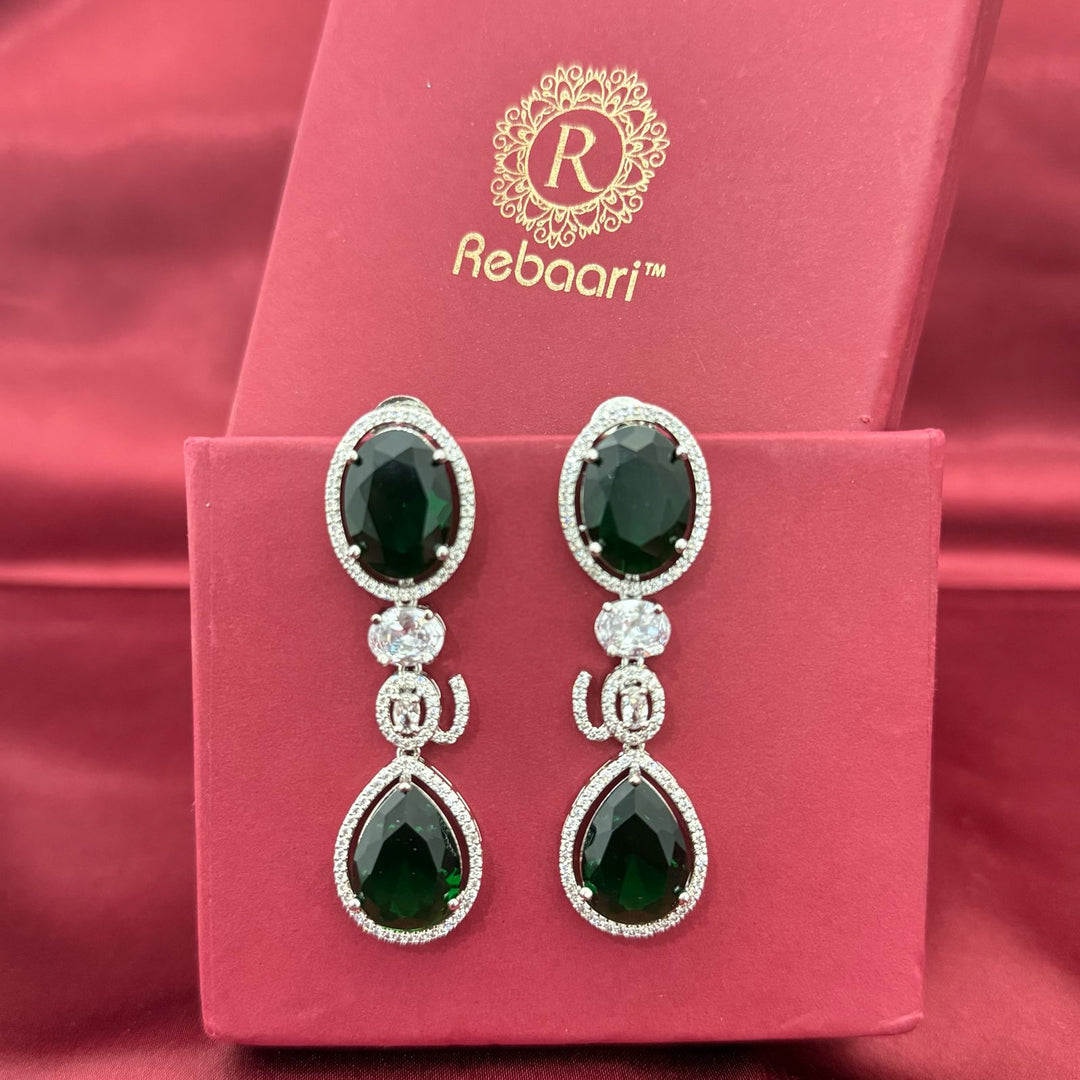 American Diamond Big Stone Layerd Necklace Set