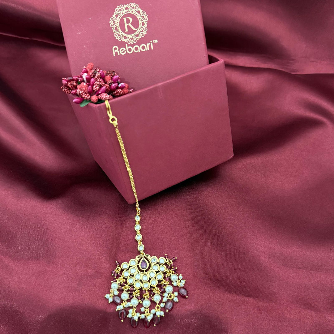 Kundan Pearl Traditional Maang Tikka