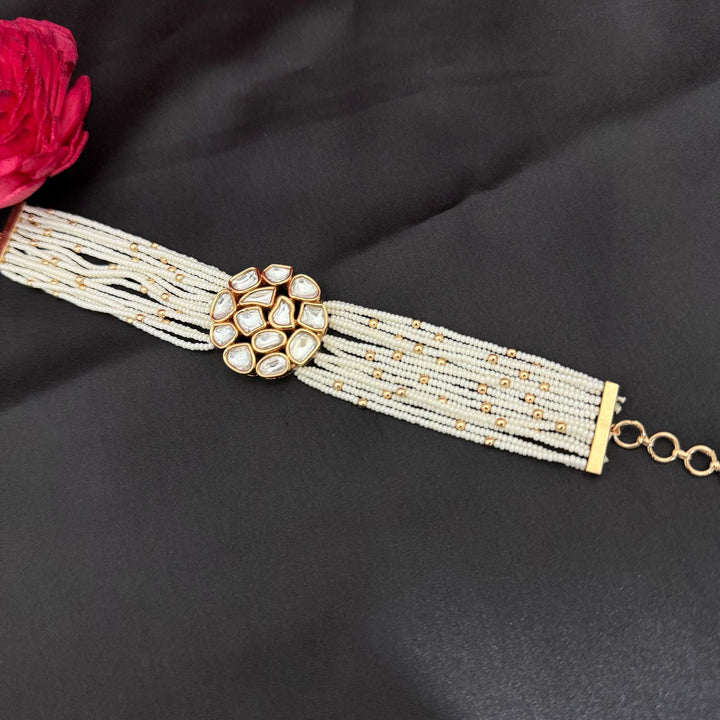 Statement Bracelet With Pearl Satted