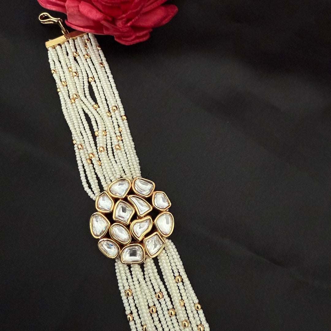 Statement Bracelet With Pearl Satted