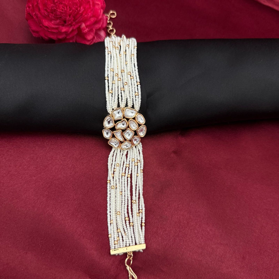 Statement Bracelet With Pearl Satted