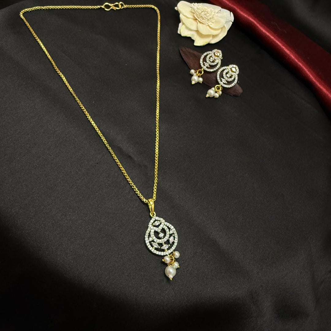 Zircon Gold Plated Pendant Set