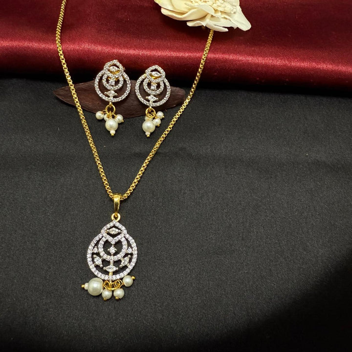 Zircon Gold Plated Pendant Set